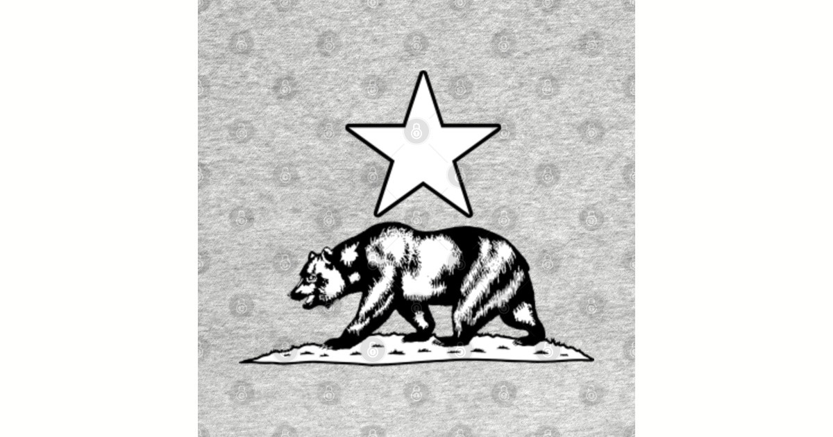 California Flag Star And Bear California Flag Sticker Teepublic 